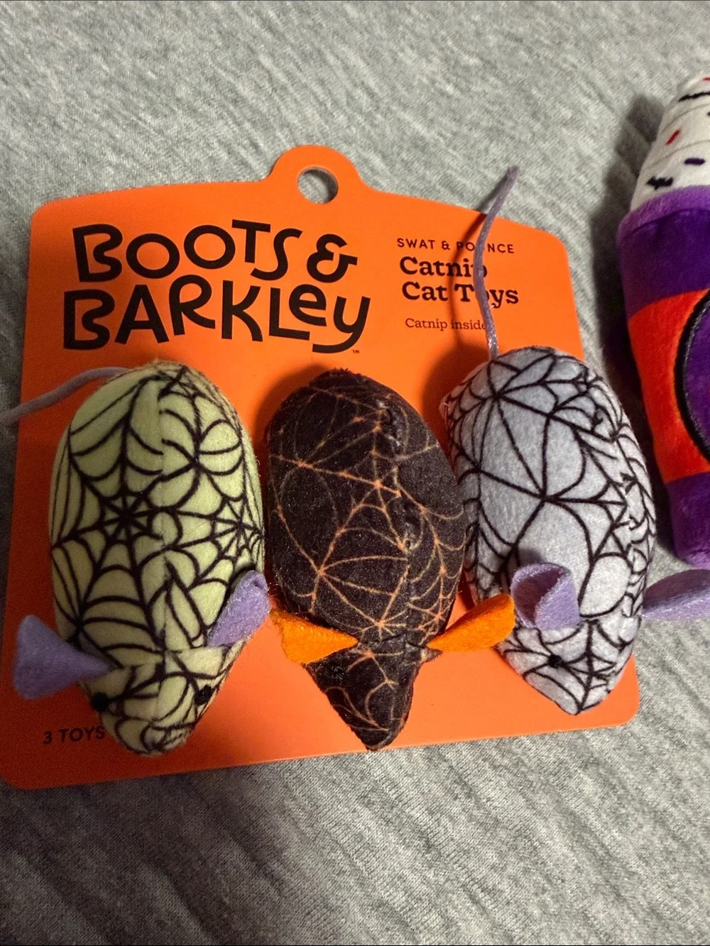 Boots & Barkley Halloween Plush Cat Toy Set - Purple, Orange, Black & White